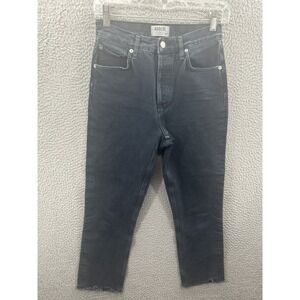 AGOLDE Jeans Womens 25 Riley High Rise Button Fly Distressed Hem Denim Pants